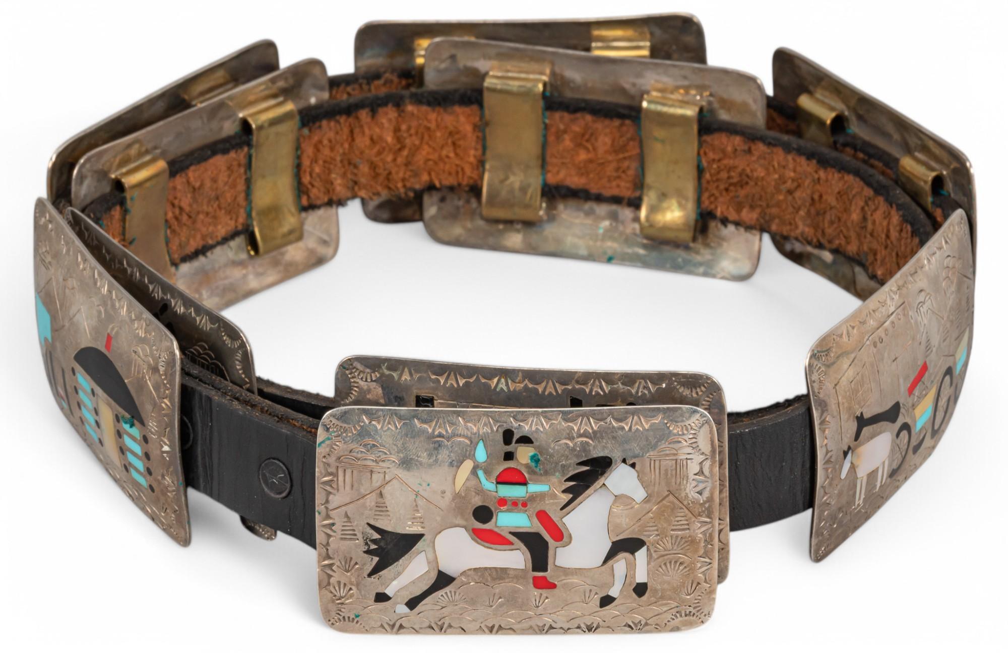 Sterling SIlver Stone Inlaid Storyteller Concho Belt | Vogt 