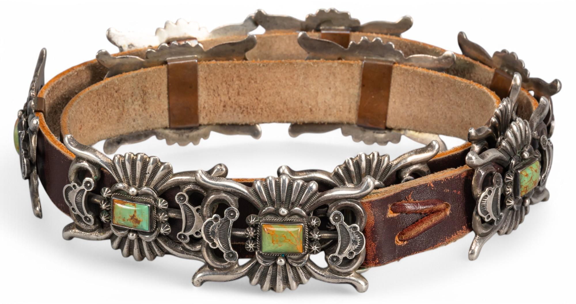 Sterling Silver Turquoise Concho Belt by R. Tom | Vogt Auction display picture 3