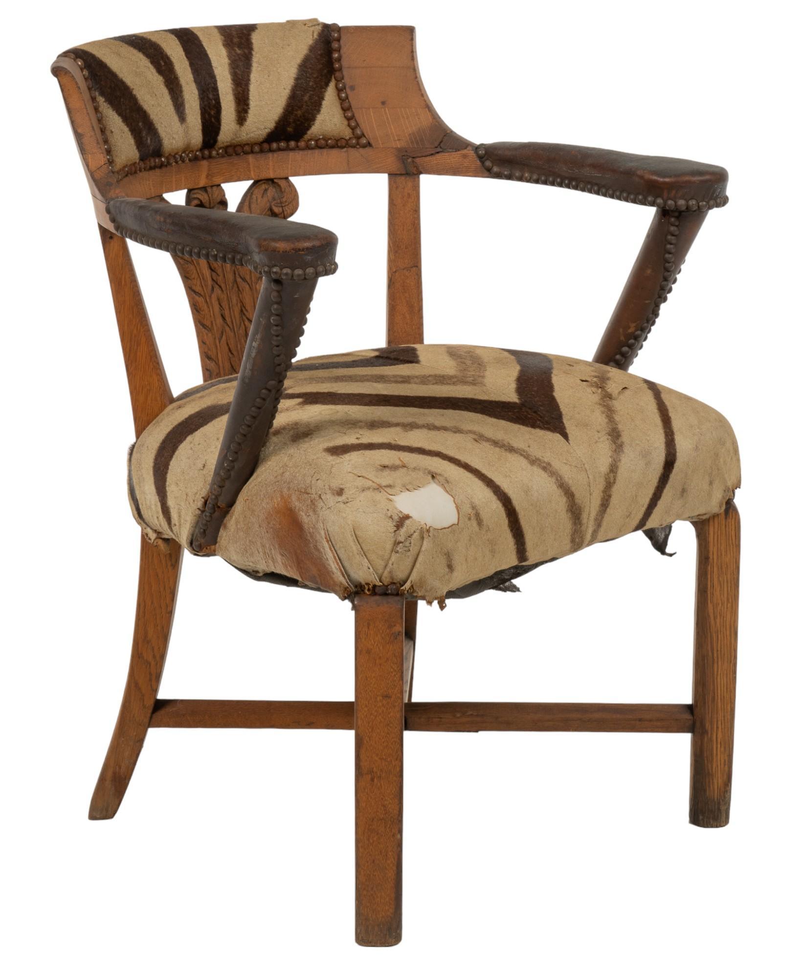 Vintage Zebra Hide Chair Vogt Auction