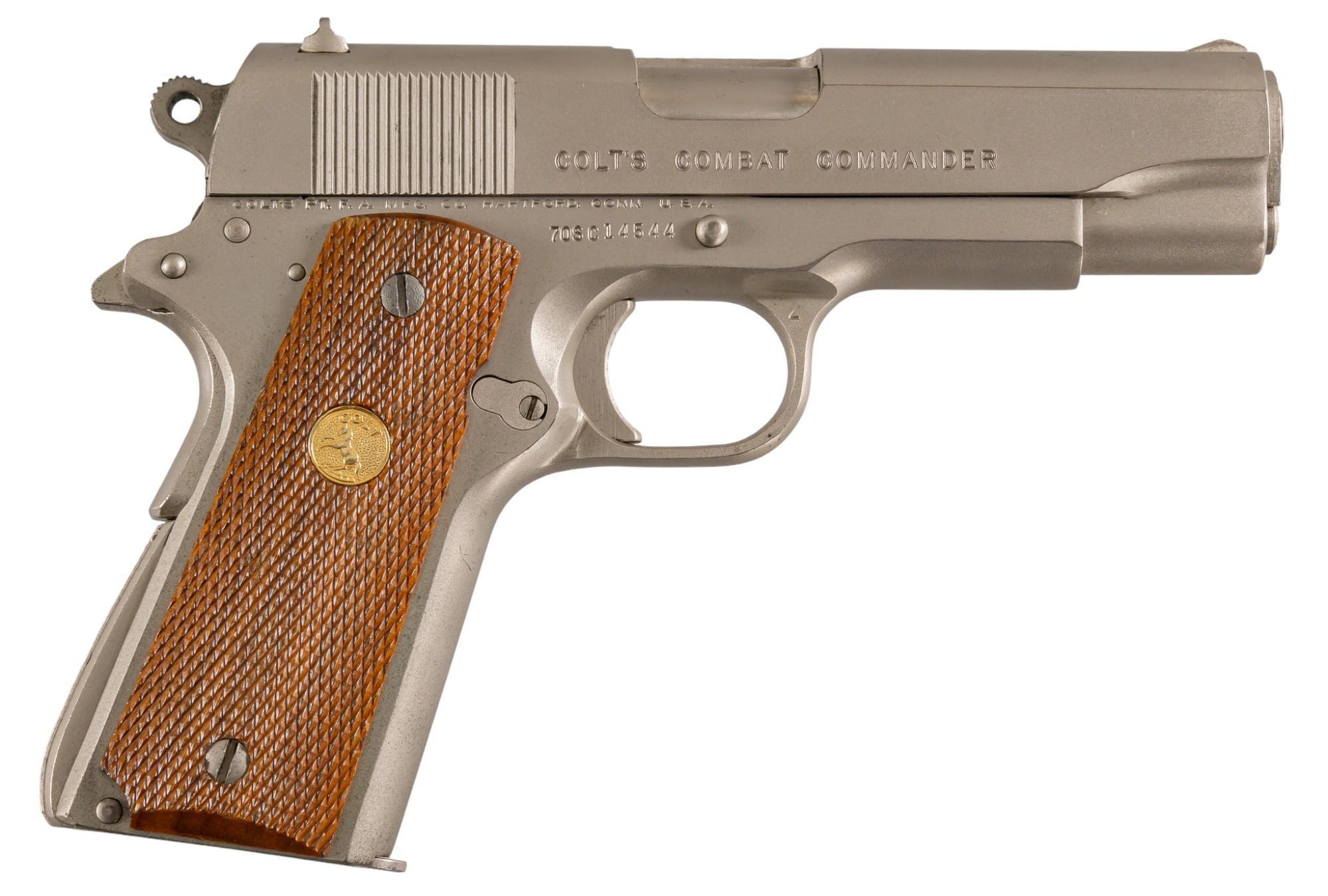 Scarce Satin Nickel Colt Combat Commander 9mm Pistol | Vogt Auction